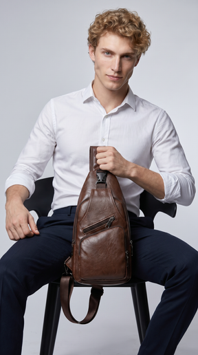 Men's Leather Crossbody Bag - Riot