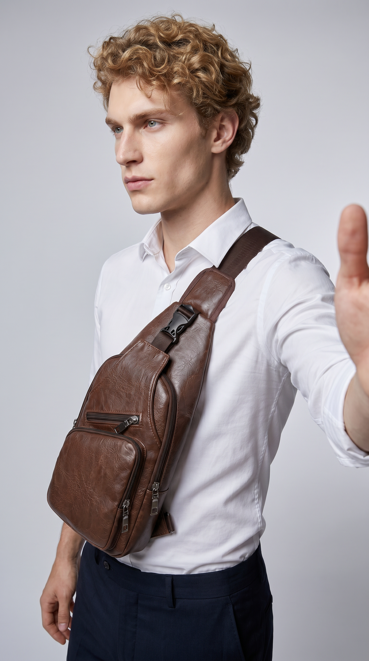 Men's Leather Crossbody Bag - Riot
