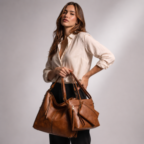 Women's Leather Hobo Bag - Twins (3 in 1)