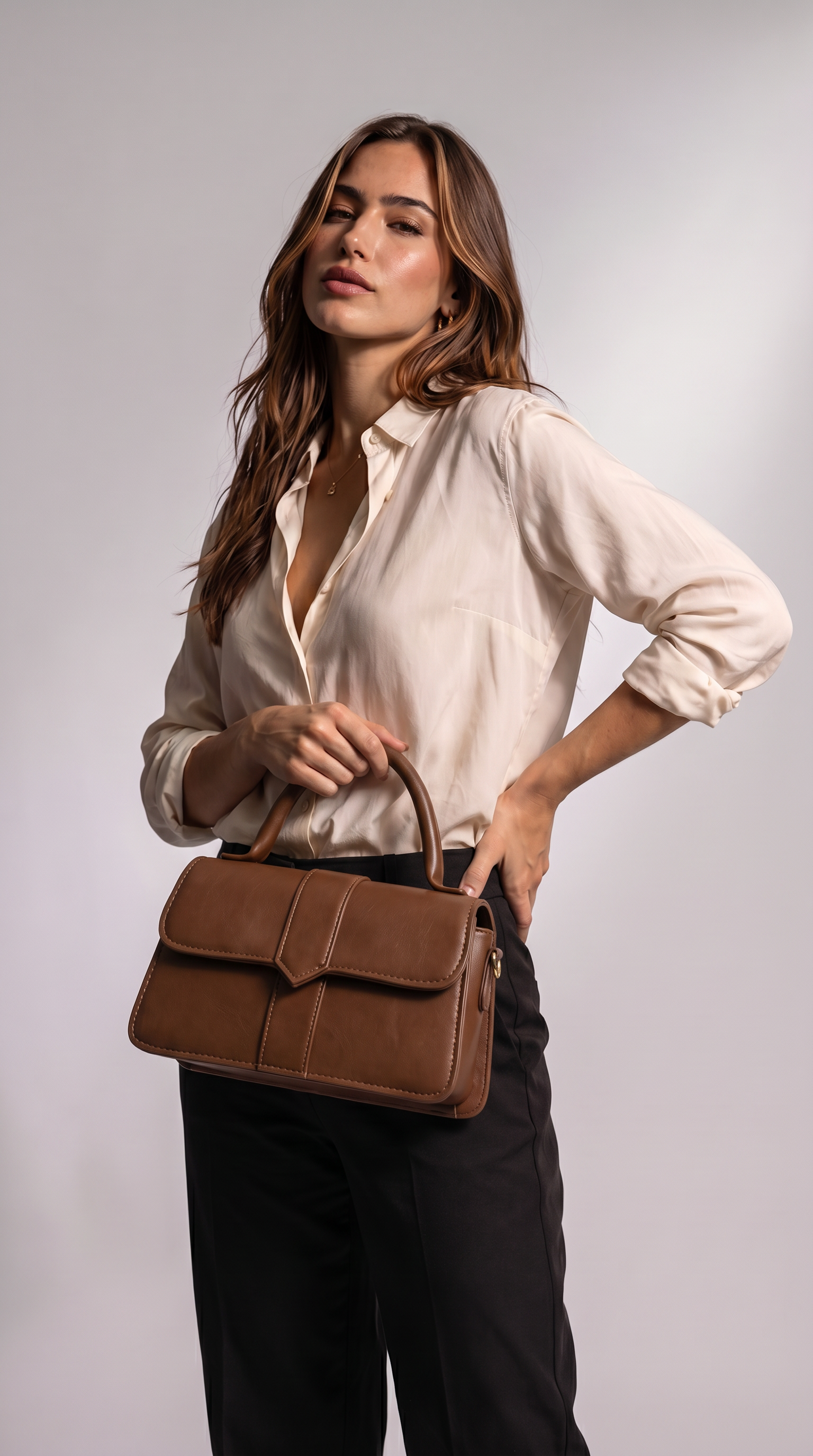 Women's Genuine Leather Top Handle Bag - Amelia