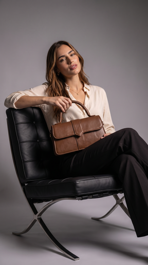 Women's Genuine Leather Top Handle Bag - Amelia