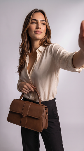 Women's Genuine Leather Top Handle Bag - Amelia