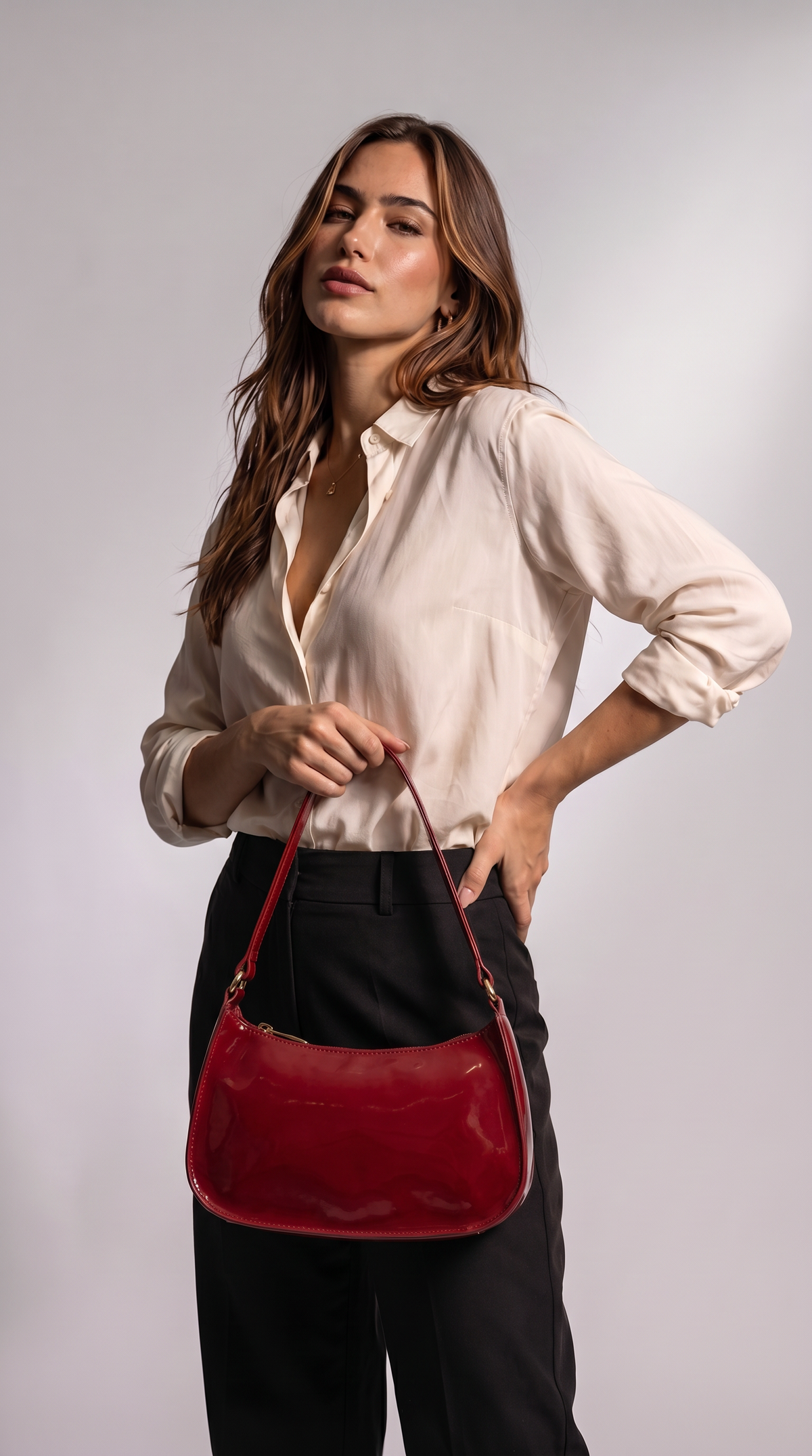 Women's Genuine Leather Baguette Bag - Carol