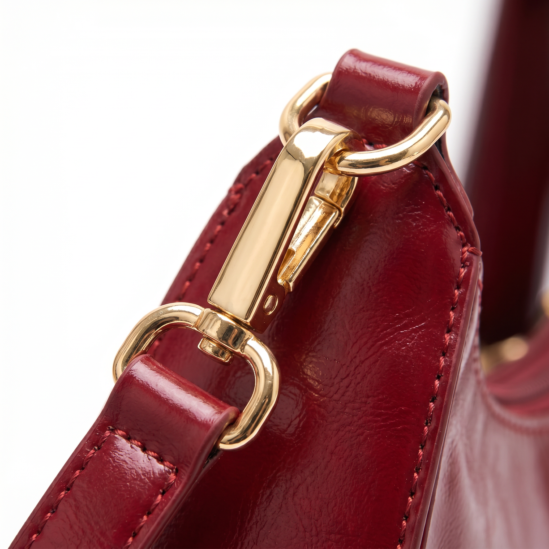 Women's Genuine Leather Hobo Bag - Cherry