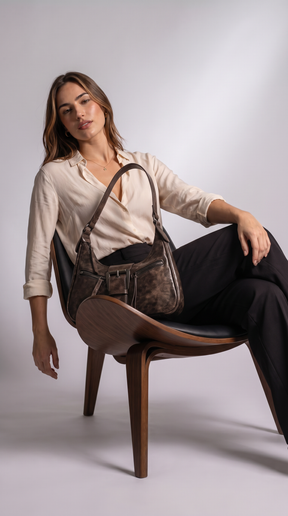 Women's Genuine Leather Hobo Bag - Vintage