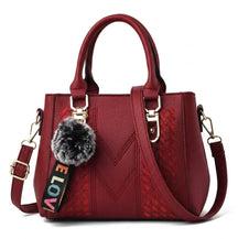 Women's Genuine Leather Top Handle Bag - Cherry