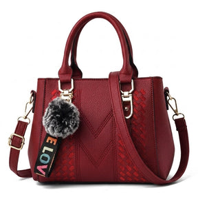 Women's Genuine Leather Top Handle Bag - Cherry