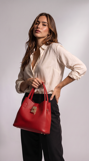 Women's Genuine Leather Messenger Bag - Heart