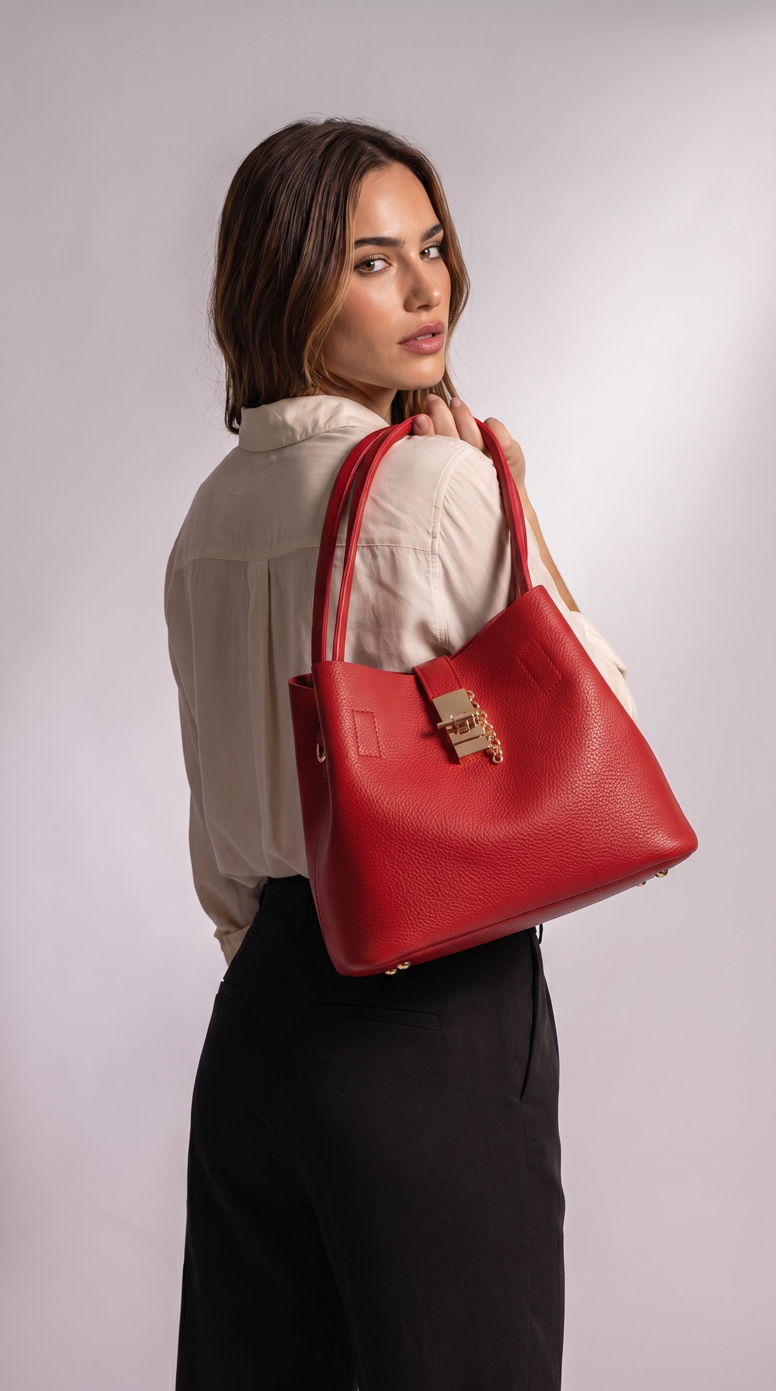 Women's Genuine Leather Messenger Bag - Heart