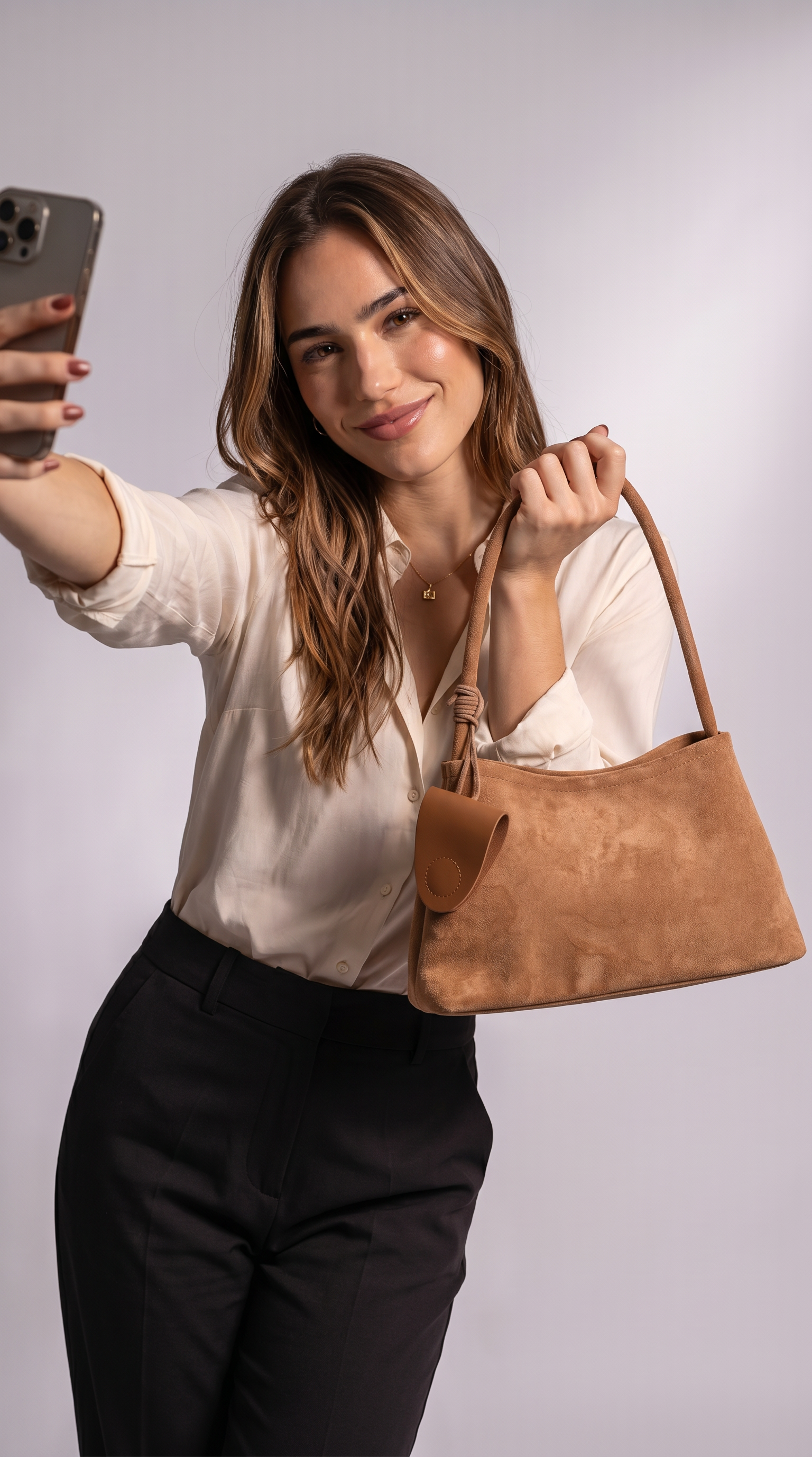 Women's Genuine Leather Shoulder Bag - Nature