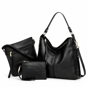 Women's Genuine Leather Messenger Bag - Twins