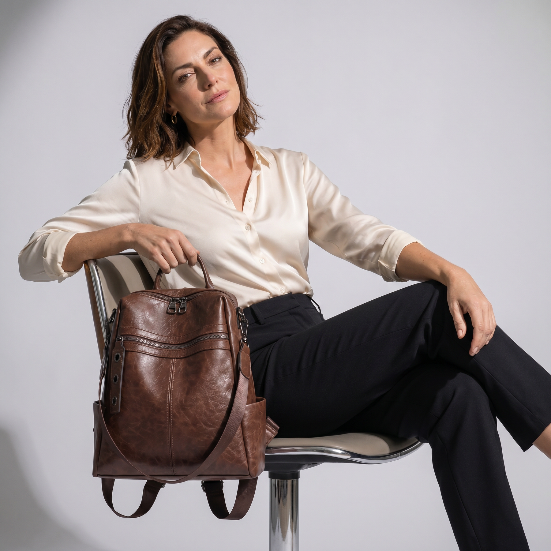 Women's Leather Backpack - Jade