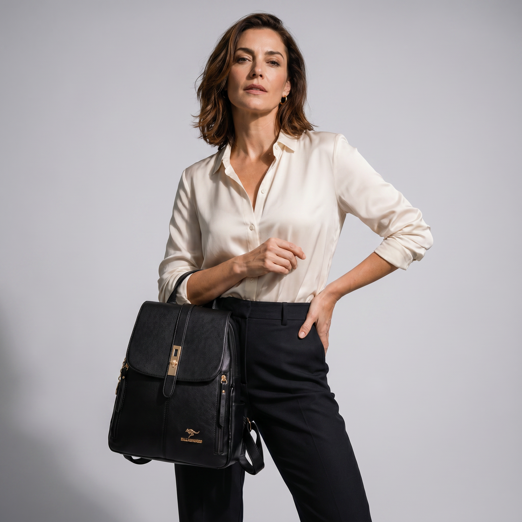 Women's Leather Backpack - Kangaroo