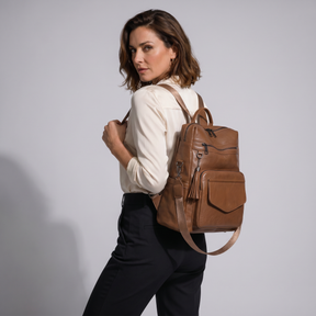 Women's Leather Backpack - Poly