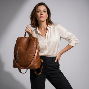 Women's Leather Backpack - Raquel