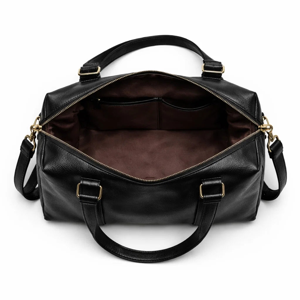 Women's Genuine Leather Crossbody Bag - Black - Elsworth