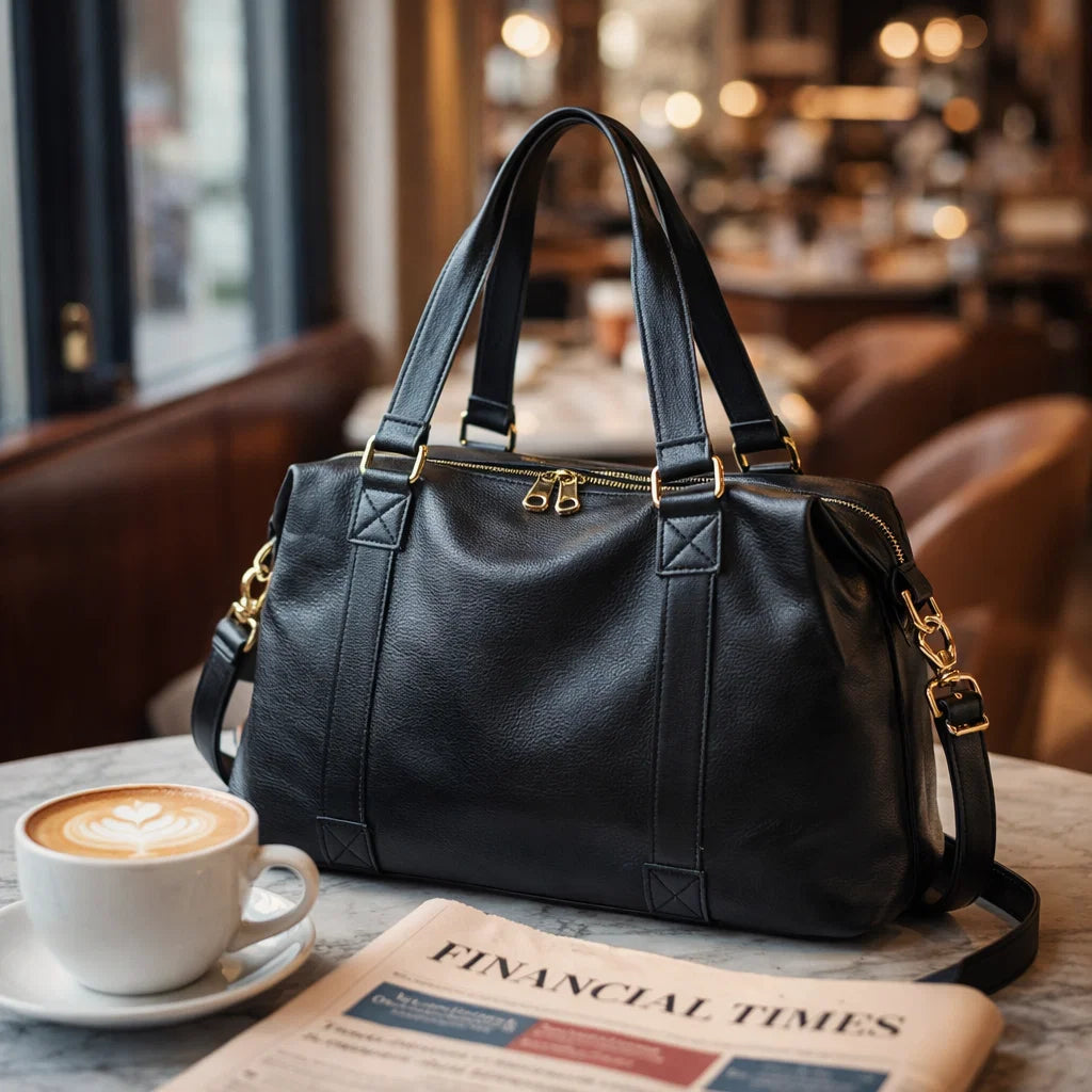 Women's Genuine Leather Crossbody Bag - Black - Elsworth