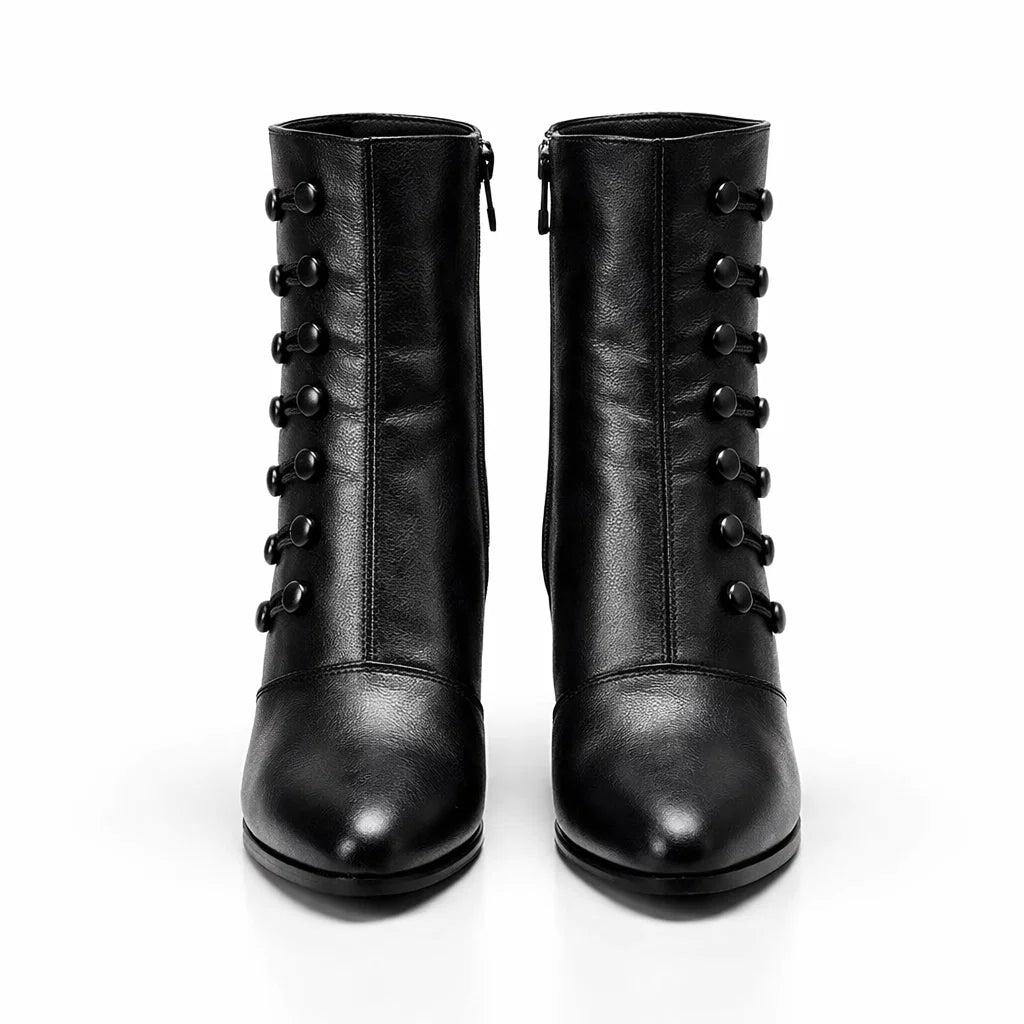 Women's Leather Victorian Button Ankle Boots – Zip Fashion