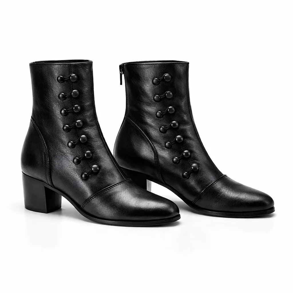 Women's Leather Victorian Button Ankle Boots – Zip Fashion