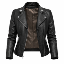 Women's Real Leather Quilted Biker Jacket – Opulence