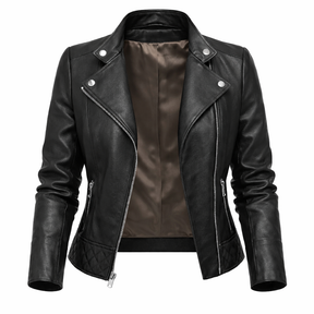 Women's Real Leather Quilted Biker Jacket – Opulence