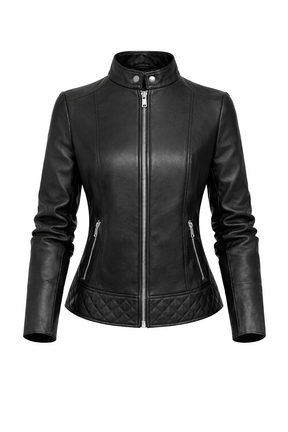 Women's Real Leather Quilted Biker Jacket – Opulence