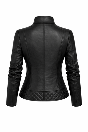 Women's Real Leather Quilted Biker Jacket – Opulence