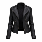 Women's Real Leather Quilted Biker Jacket – Voug