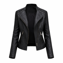 Women's Real Leather Quilted Biker Jacket – Voug