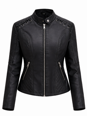Women's Real Leather Quilted Biker Jacket – Voug