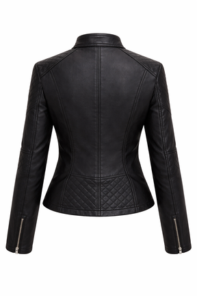 Women's Real Leather Quilted Biker Jacket – Voug
