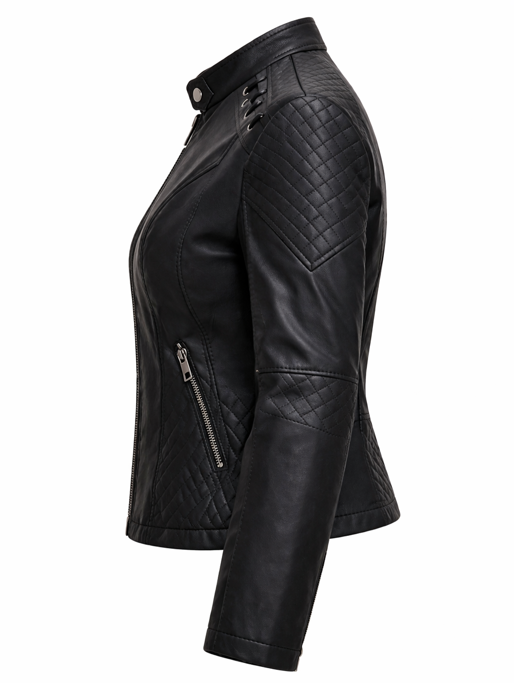 Women's Real Leather Quilted Biker Jacket – Voug