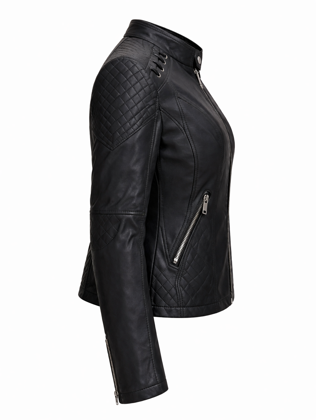 Women's Real Leather Quilted Biker Jacket – Voug