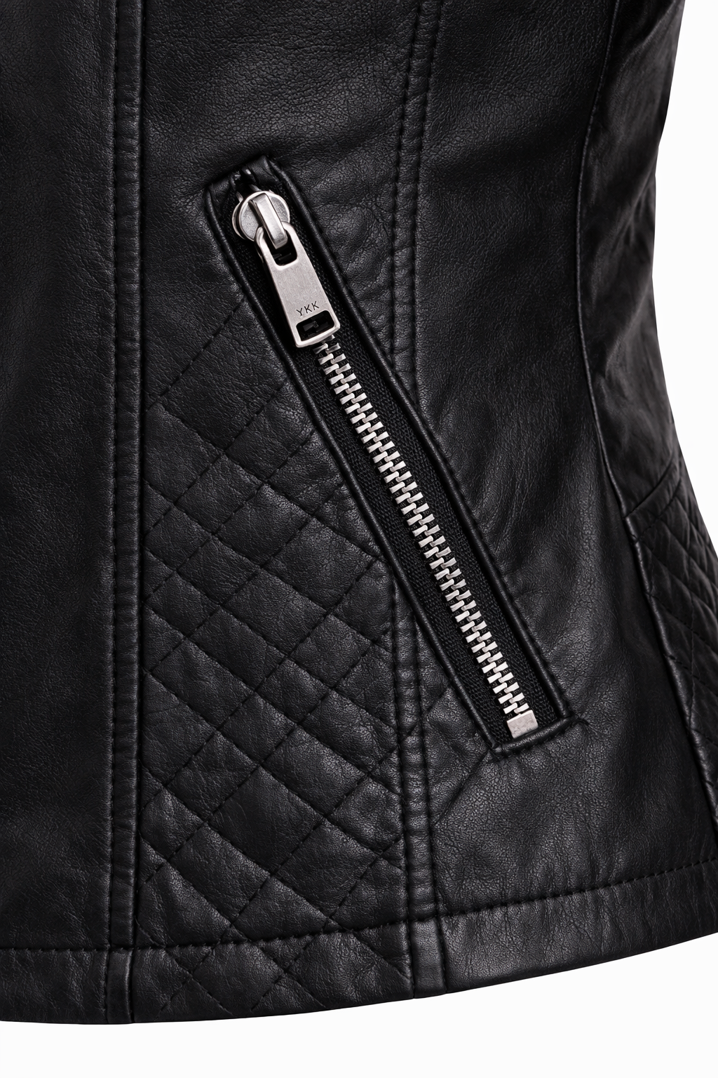 Women's Real Leather Quilted Biker Jacket – Voug