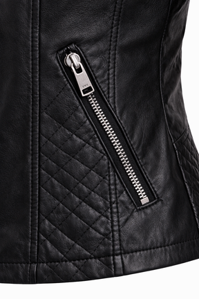 Women's Real Leather Quilted Biker Jacket – Voug
