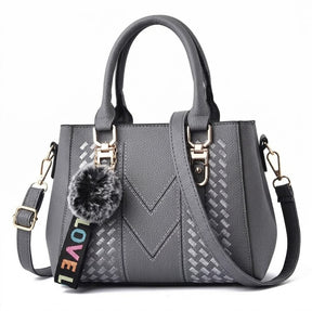 Women's Genuine Leather Top Handle Bag - Cherry
