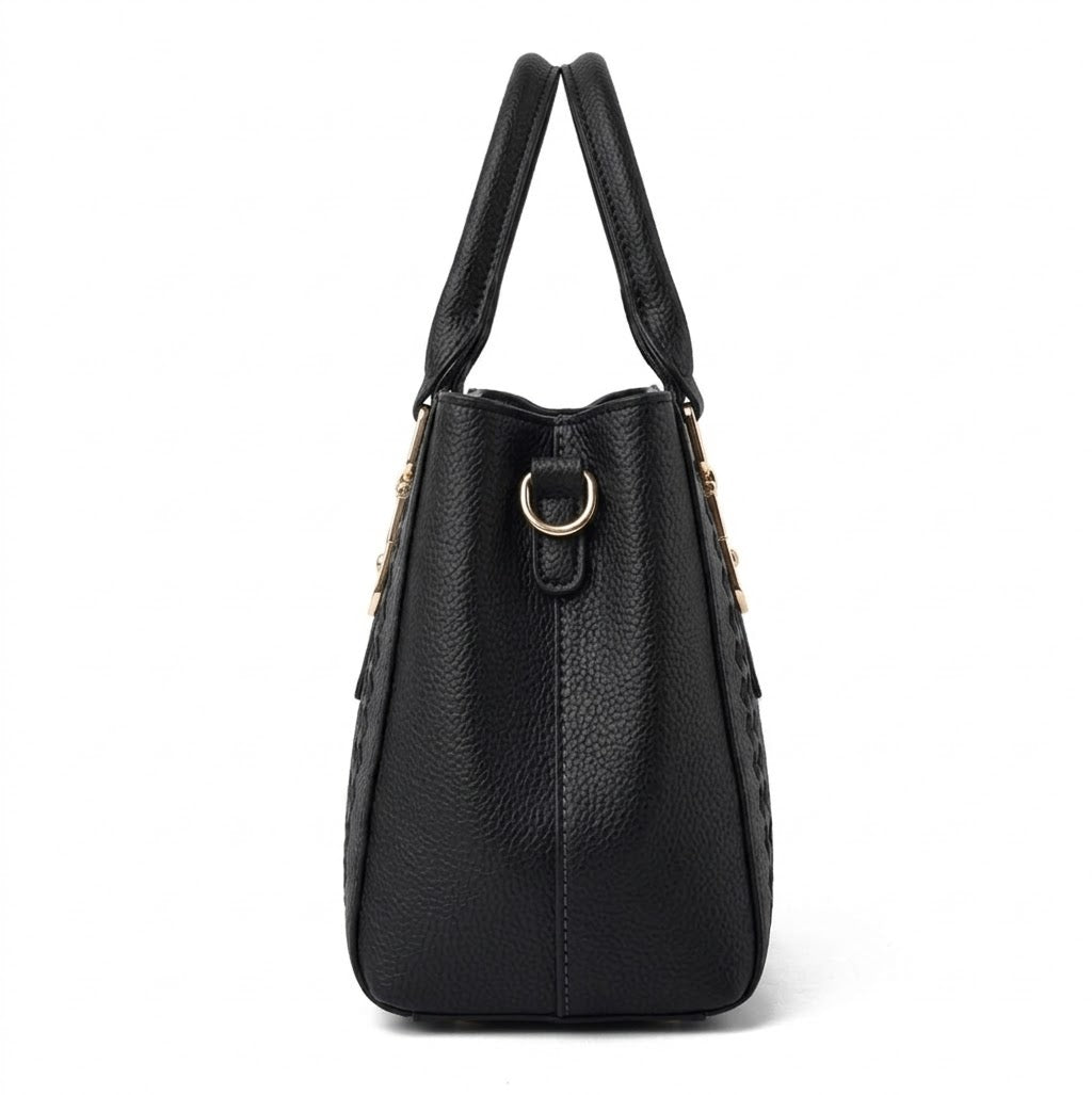 Women's Genuine Leather Top Handle Bag - Cherry