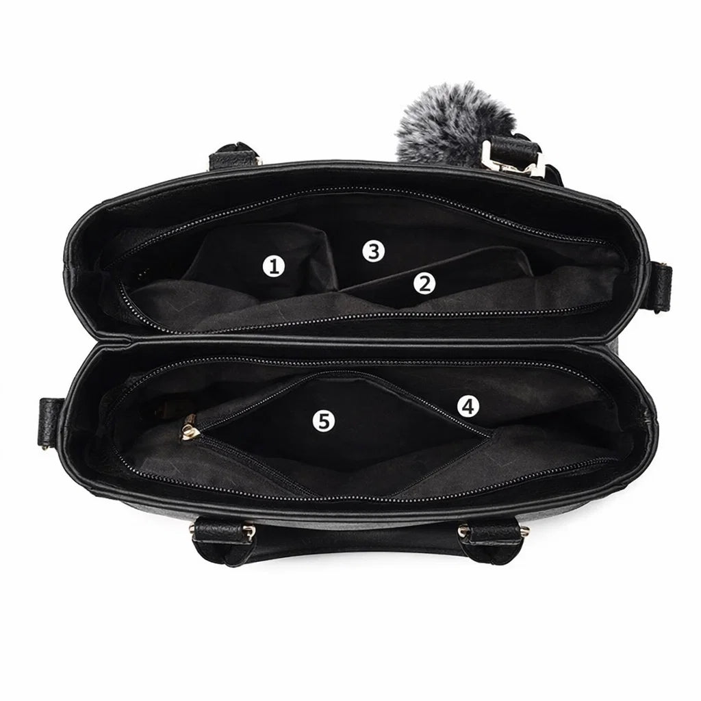 Women's Genuine Leather Top Handle Bag - Cherry