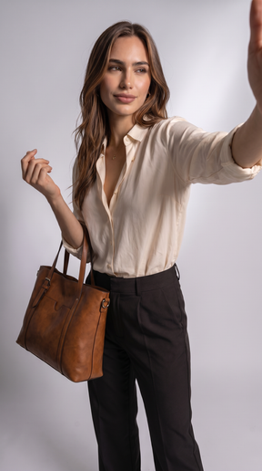 Women's Genuine Leather Messenger Bag - Elegant Woman (2 in 1)