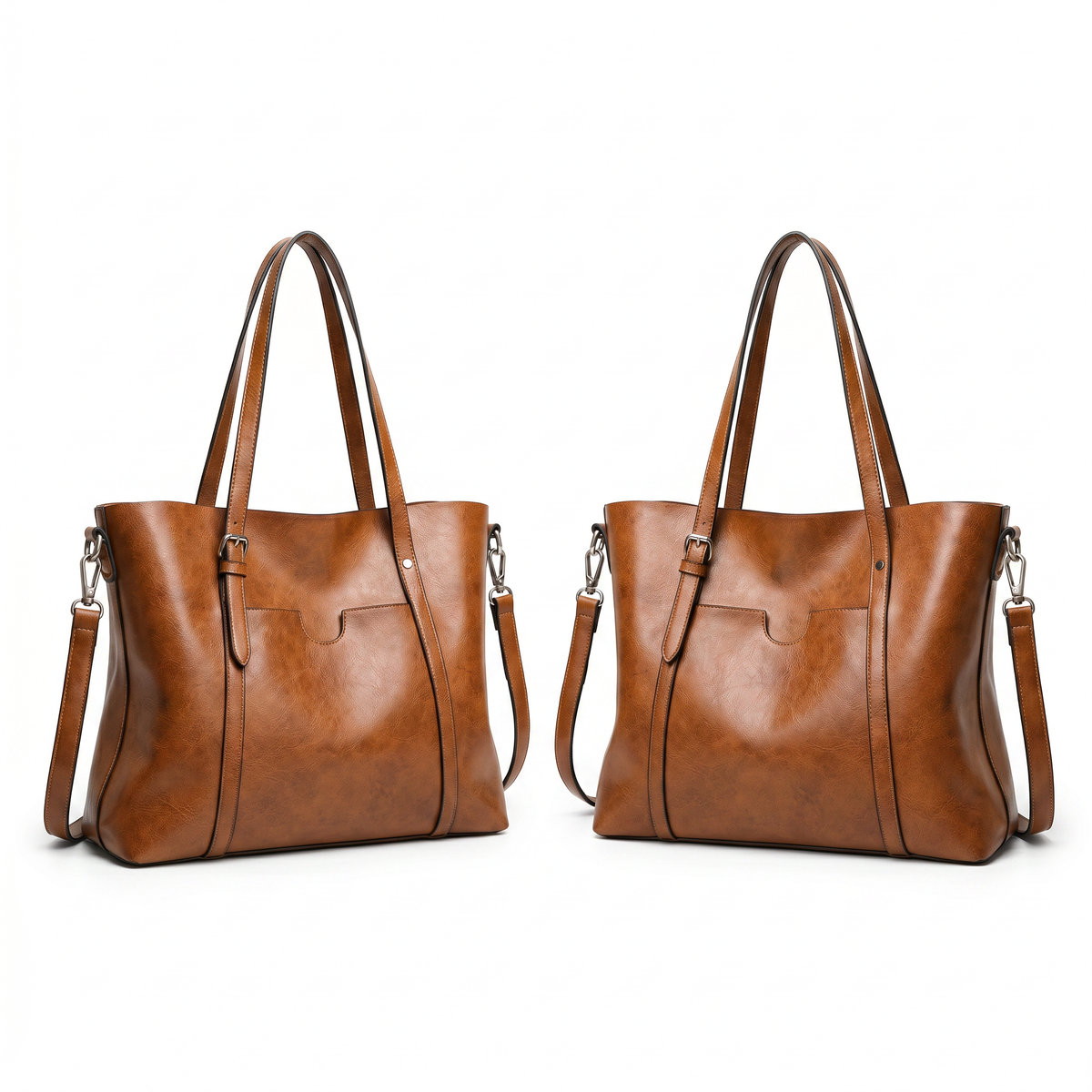 Women's Genuine Leather Messenger Bag - Elegant Woman (2 in 1)