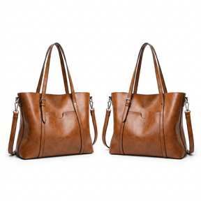 Women's Genuine Leather Messenger Bag - Elegant Woman (2 in 1)