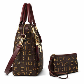 Women's Genuine Leather Top Handle Bag - Luxury Scale (2 in 1)