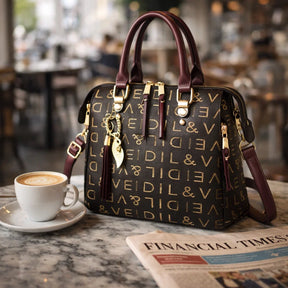 Women's Genuine Leather Top Handle Bag - Luxury Scale (2 in 1)