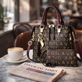 Women's Genuine Leather Top Handle Bag - Luxury Scale (2 in 1)