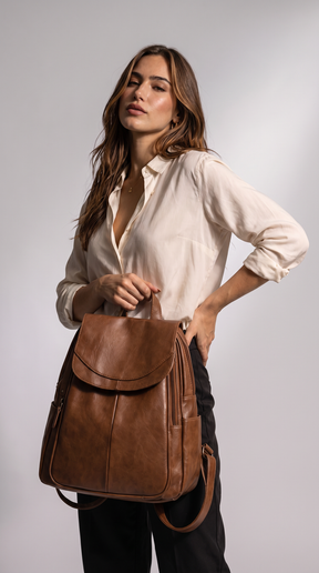 Women's Italian Genuine Leather Backpack - Eco
