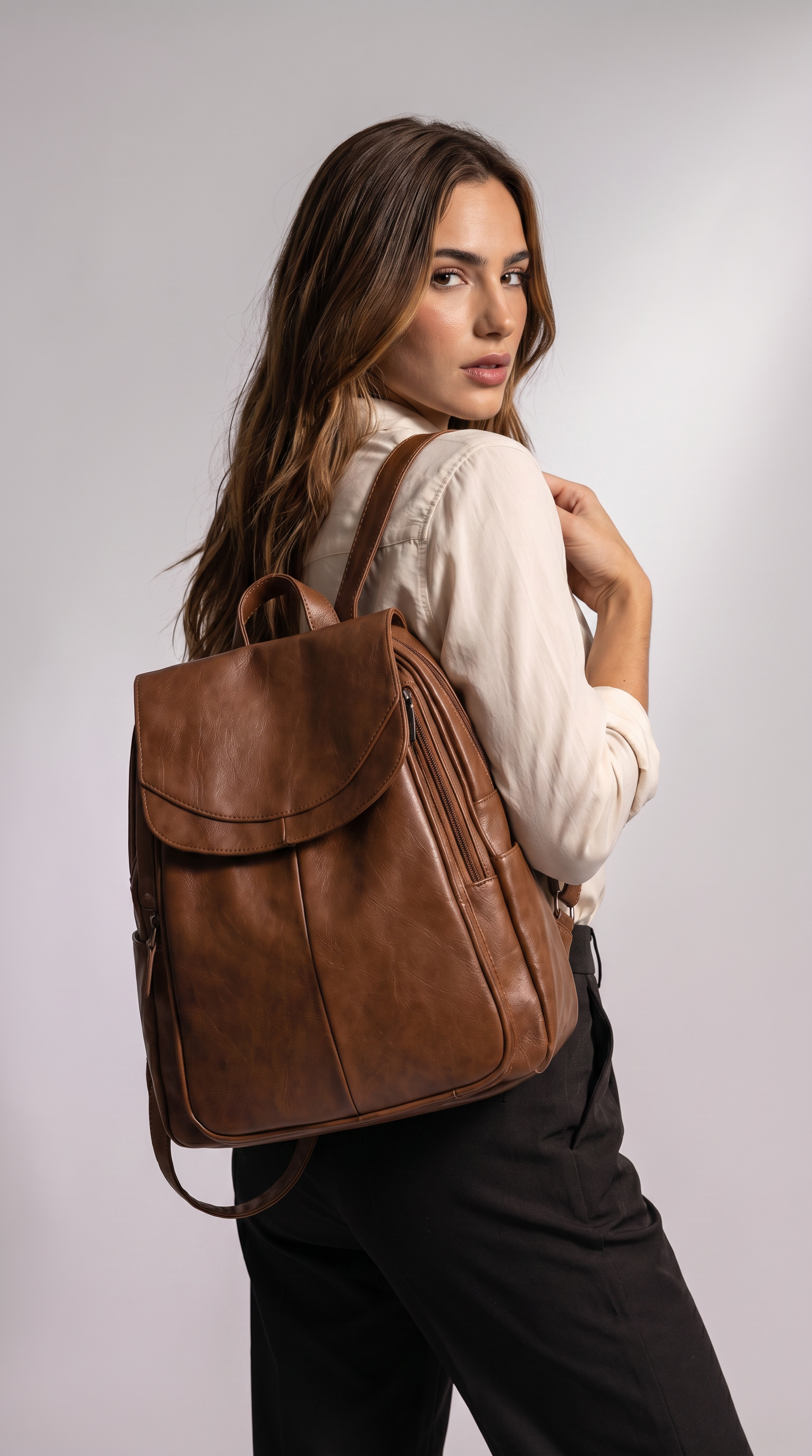 Women's Italian Genuine Leather Backpack - Eco