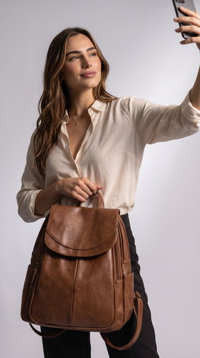 Women's Italian Genuine Leather Backpack - Eco