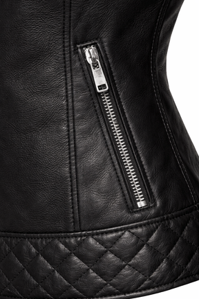 Women's Real Leather Quilted Biker Jacket – Opulence
