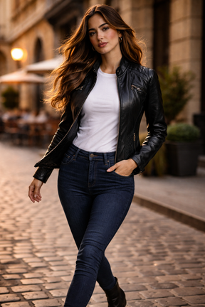 Women's Real Leather Quilted Biker Jacket – Sentinels