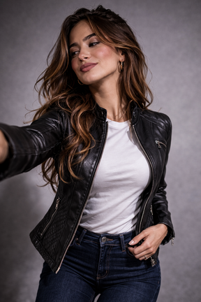 Women's Real Leather Quilted Biker Jacket – Sentinels